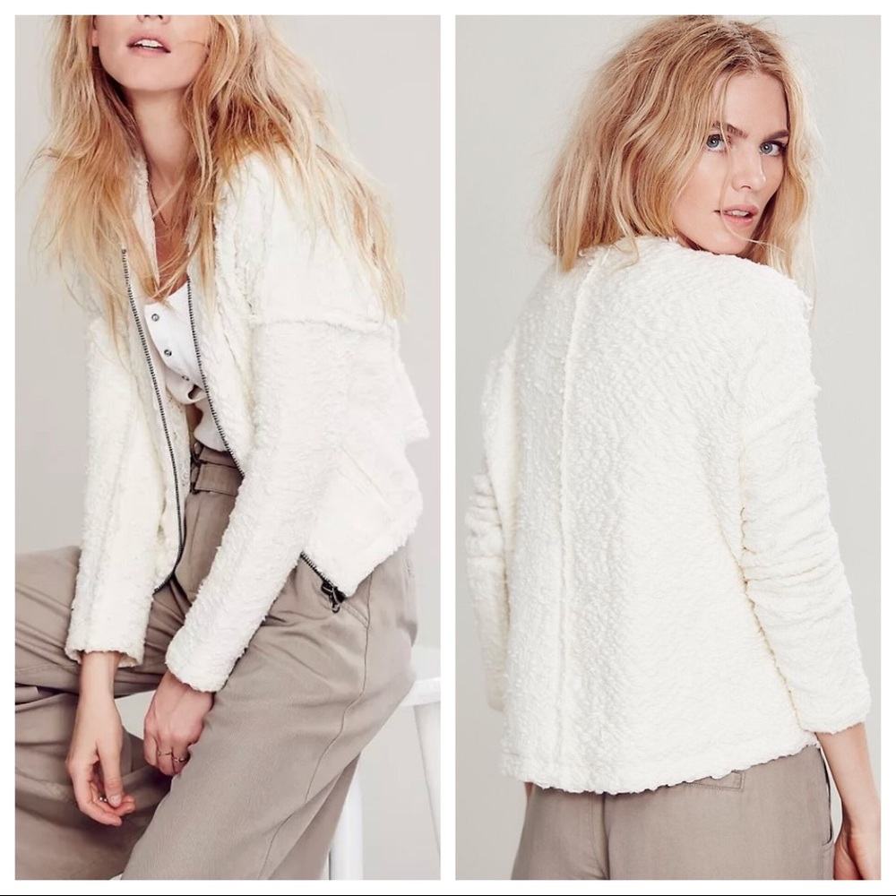 Free People M Ivory Fringe Favorite Crush Jacket